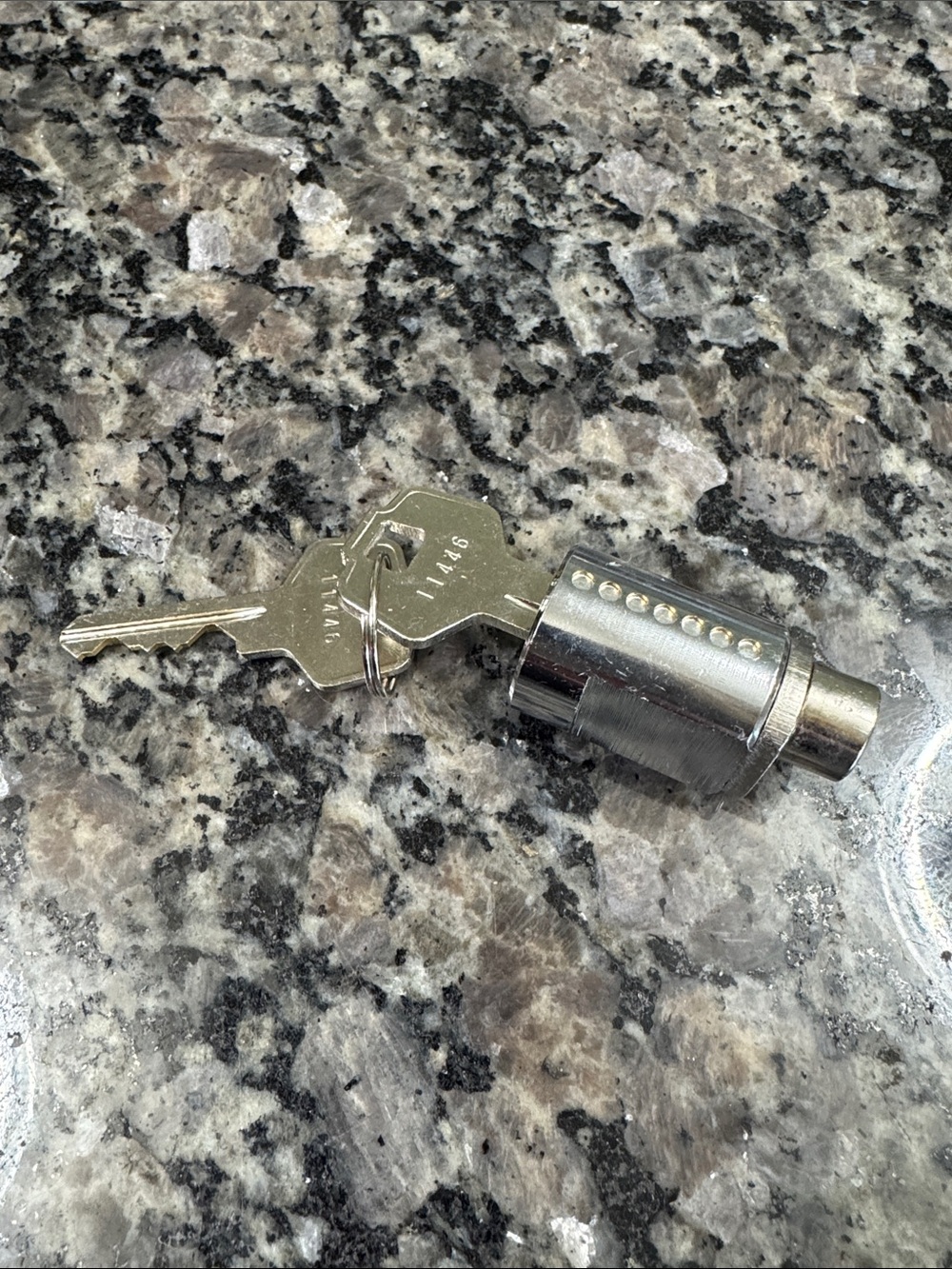Chrome Cylinder Lock Core with Keys NWOT